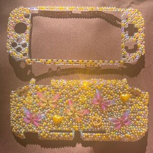 Vibrant Yellow and Pink Crystal Gaming Console Cover